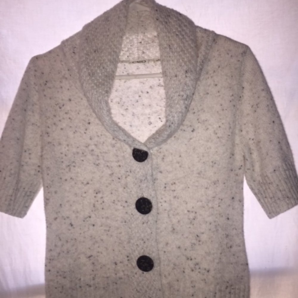 CATO Beige Speckled Wide Collar Cardigan Size S